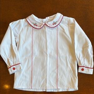 Little English 2T boys Holly embroidered long sleeve Peter Pan collar shirt